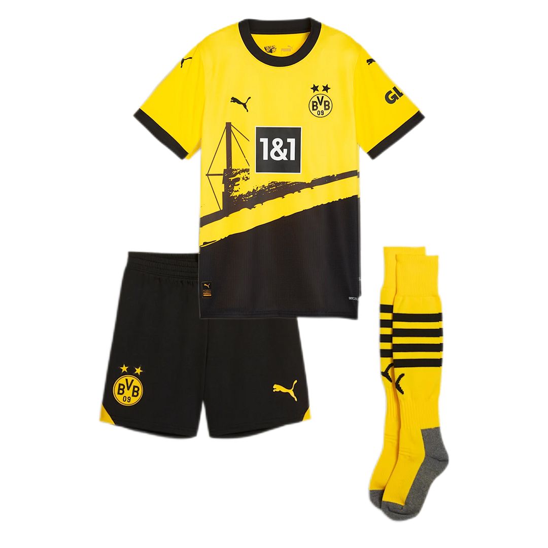 Kids Borussia Dortmund Home Whole Kit Jersey+Shorts+Socks 2023/24