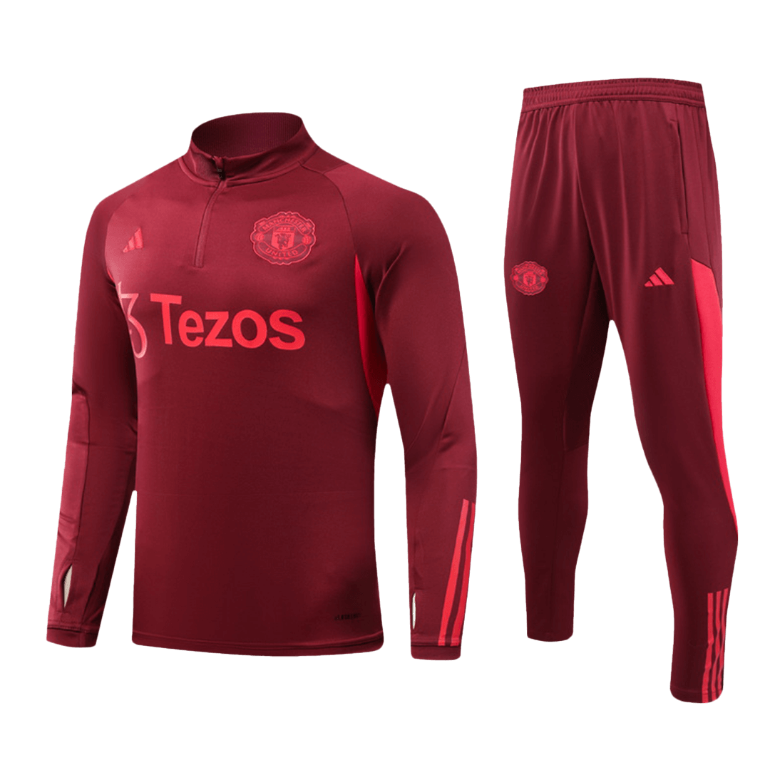 Manchester United Zipper Sweatshirt Kit(Top+Pants) Red 2023/24