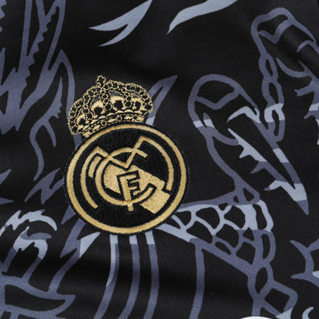 Kids Real Madrid Zipper Sweatshirt Kit(Top+Pants) Black 2023/24