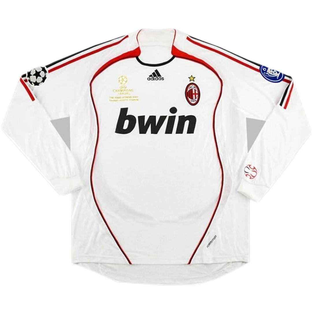 AC Milan Ronaldo #99 Kakà #22 Maldini #3 Pirlo UCL Final Retro Long Sleeve Jersy Away Replica 2006/07