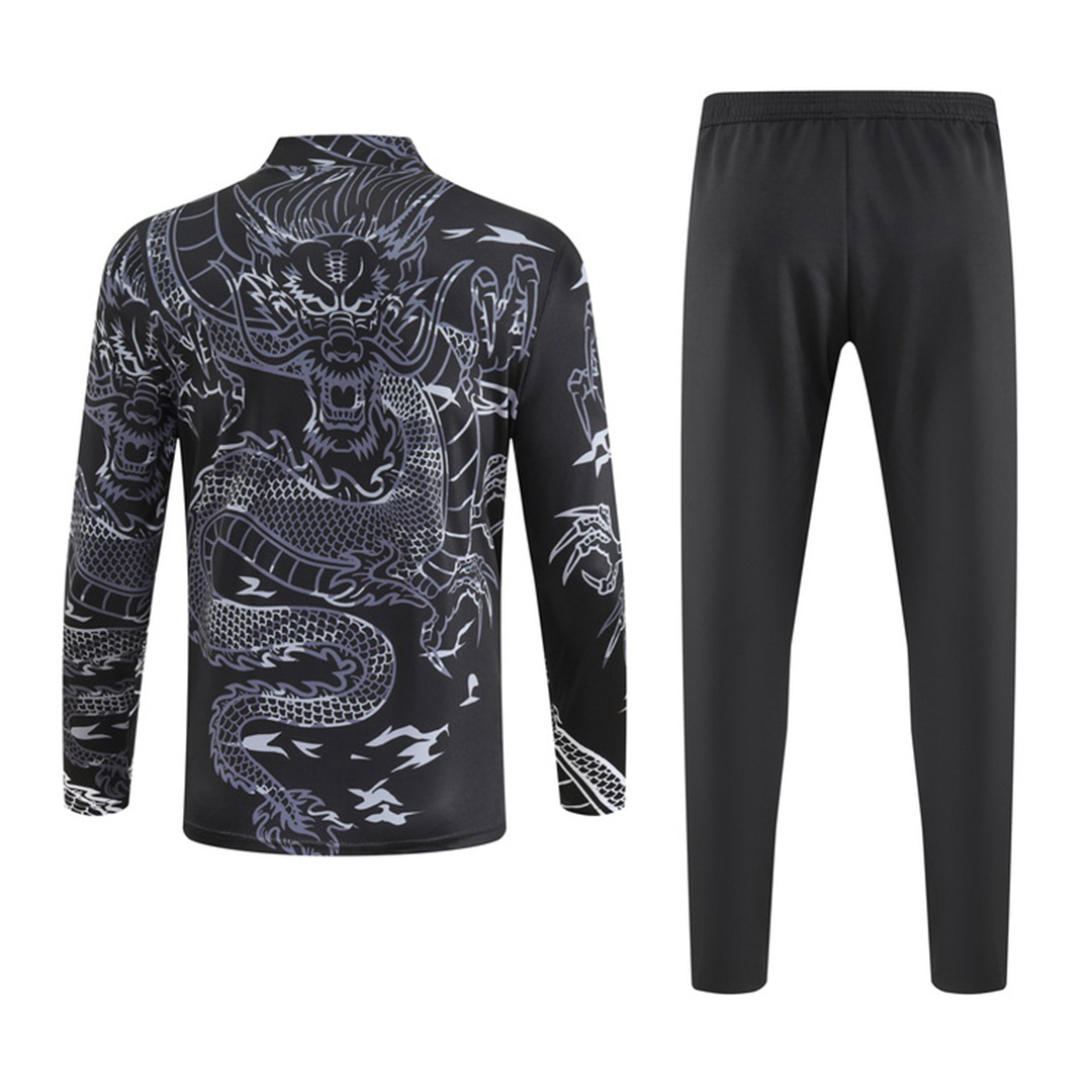 Kids Real Madrid Zipper Sweatshirt Kit(Top+Pants) Black 2023/24