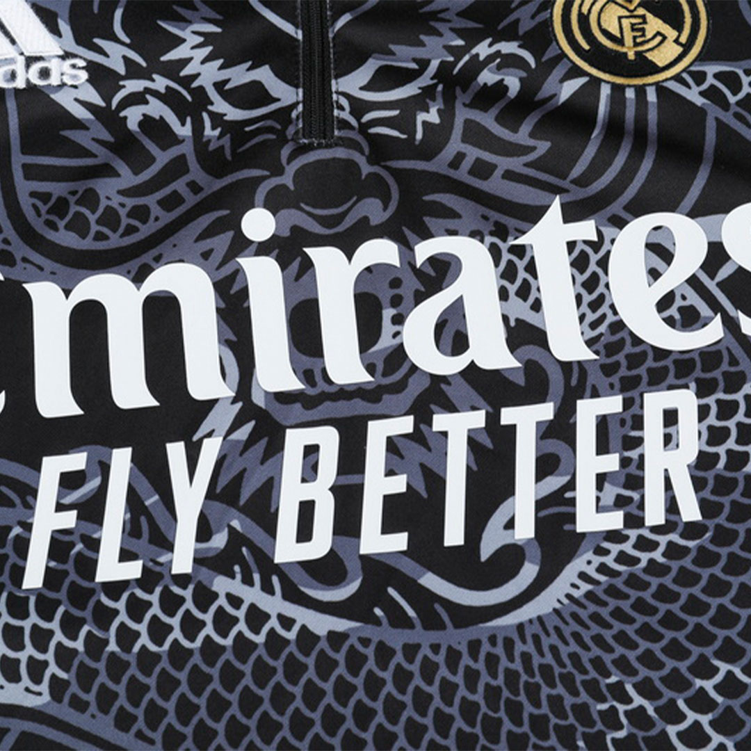 Kids Real Madrid Zipper Sweatshirt Kit(Top+Pants) Black 2023/24