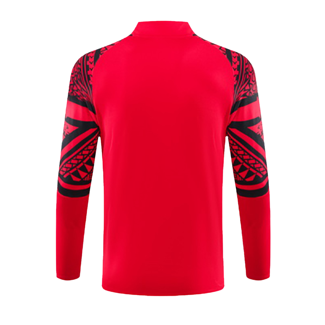 Kids Napoli Zipper Sweatshirt Kit(Top+Pants) Red 2023/24