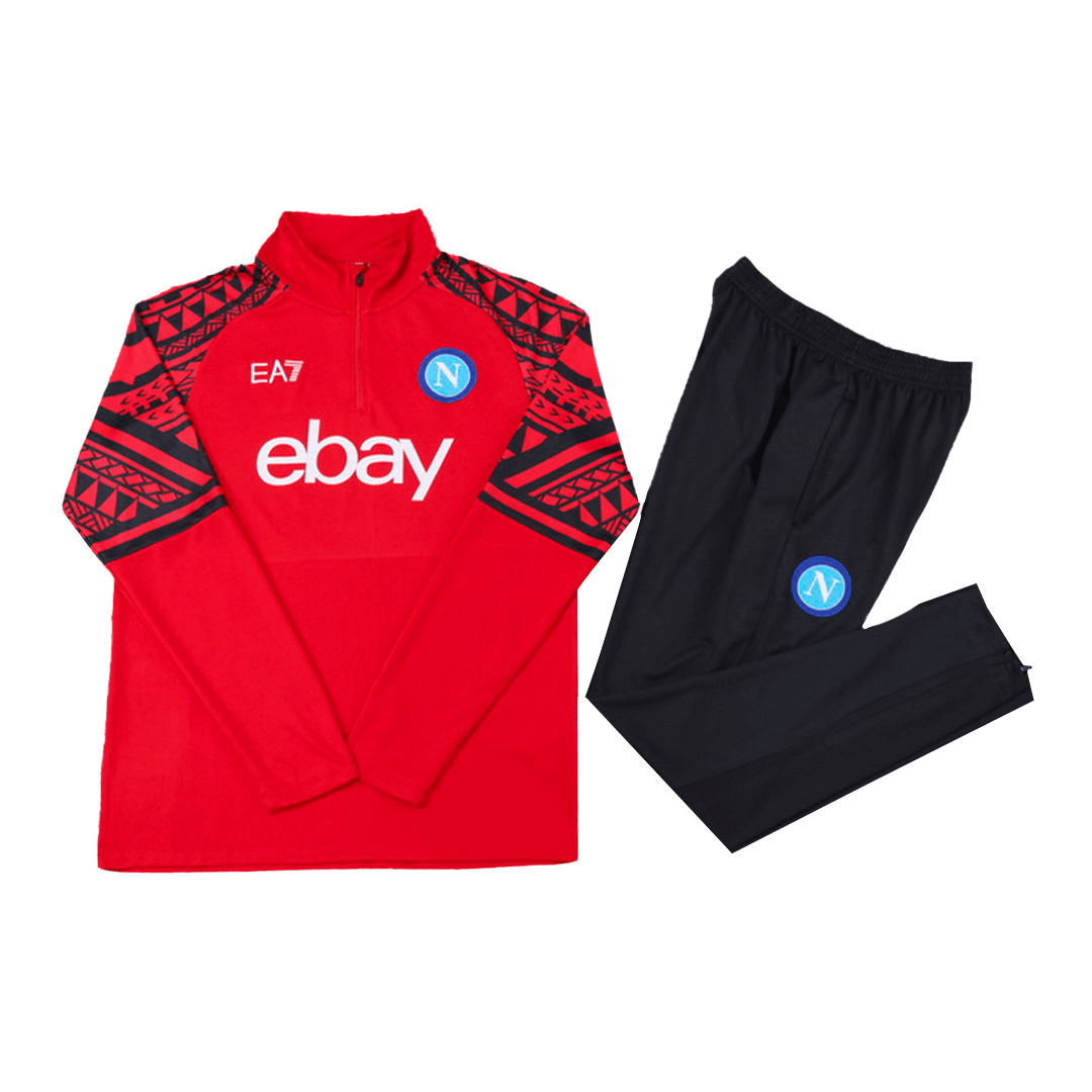 Kids Napoli Zipper Sweatshirt Kit(Top+Pants) Red 2023/24