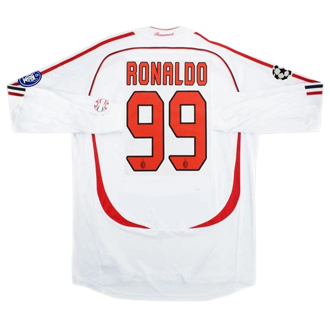 AC Milan Ronaldo #99 Kakà #22 Maldini #3 Pirlo UCL Final Retro Long Sleeve Jersy Away Replica 2006/07