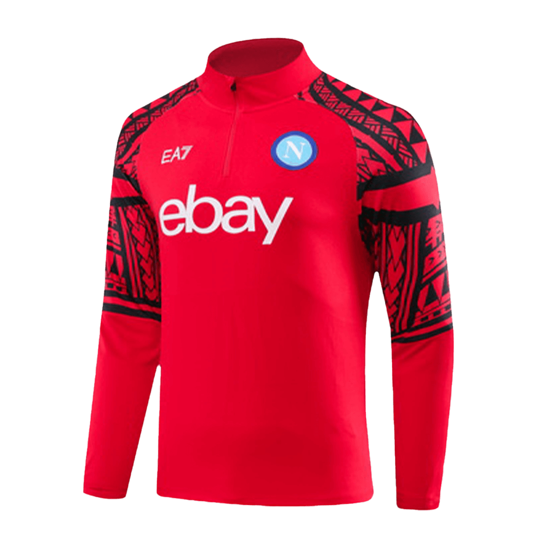 Kids Napoli Zipper Sweatshirt Kit(Top+Pants) Red 2023/24