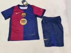 Kids Barcelona Home Full Kit(Jersey+Shorts+Socks) 2024/25 - Spotify Logo Without Text