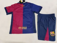 Kids Barcelona Home Full Kit(Jersey+Shorts+Socks) 2024/25 - Spotify Logo Without Text