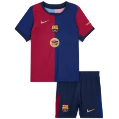 Kids Barcelona Home Kit(Jersey+Short) Without Spofity Text 2024/25