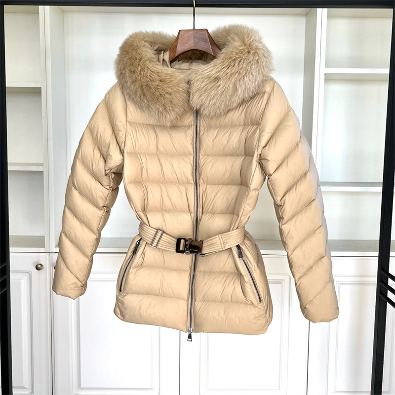 Women winter down jacket 90% white duck down slim puffer jacket S-L