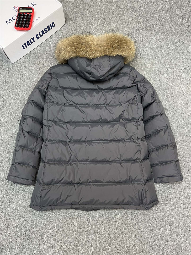 Winter jacket for men natural big fur 90% white duck down filler puffer coats