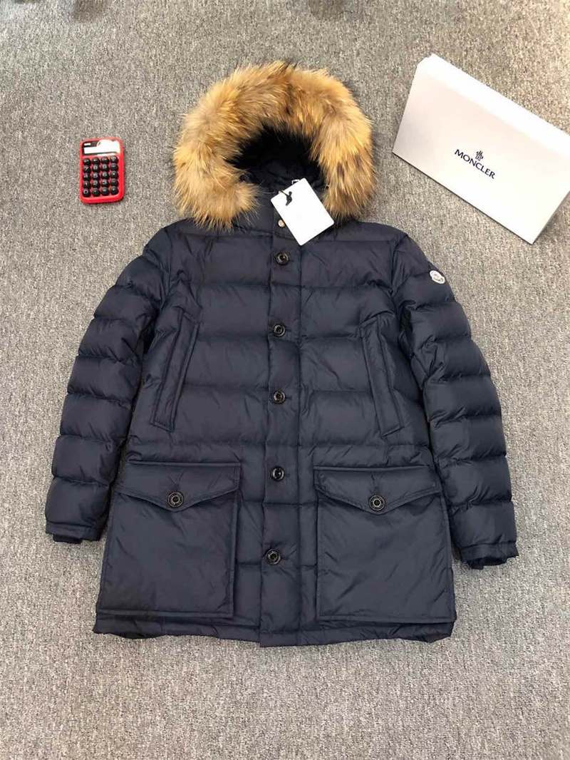 Winter jacket for men natural big fur 90% white duck down filler puffer coats