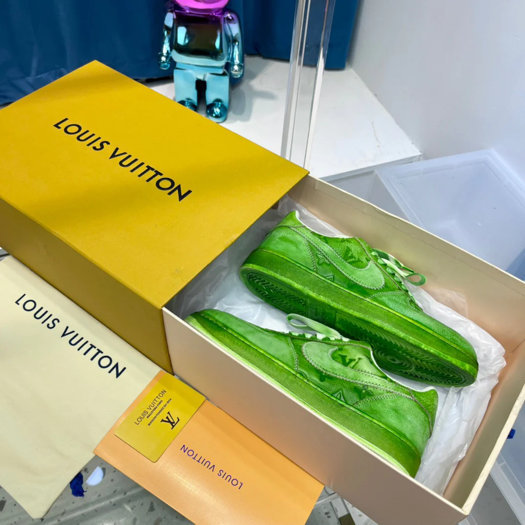 Blue, Green, Yellow and White Shoes