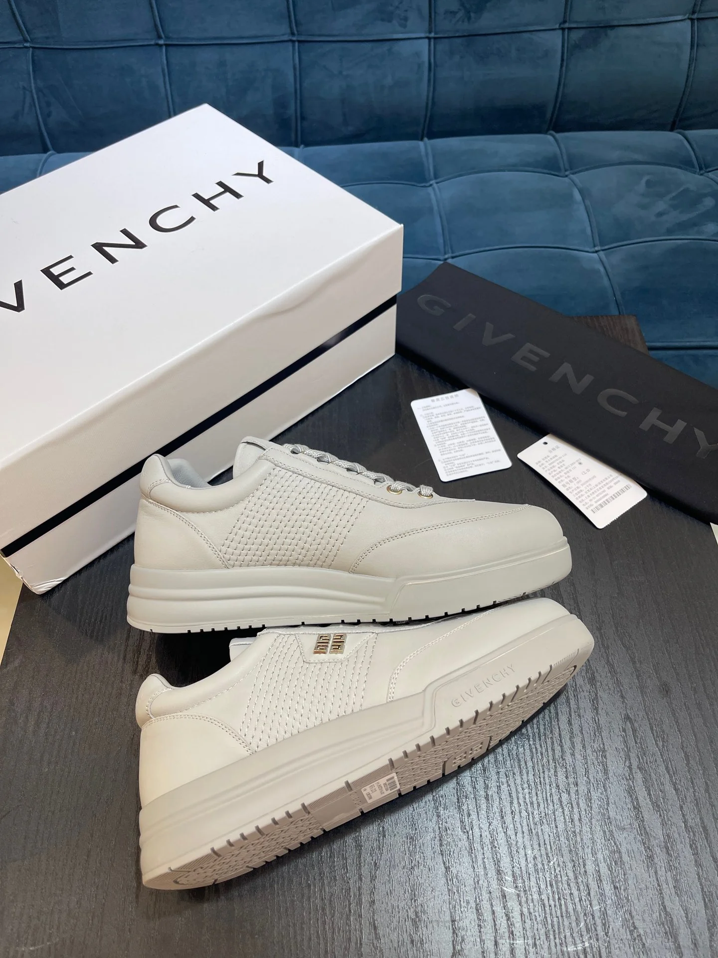 White, Black and Blue Shoes