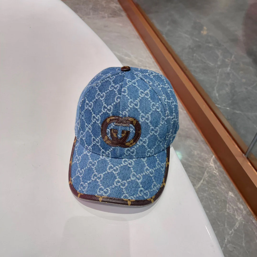 Brown, white, black and blue Caps