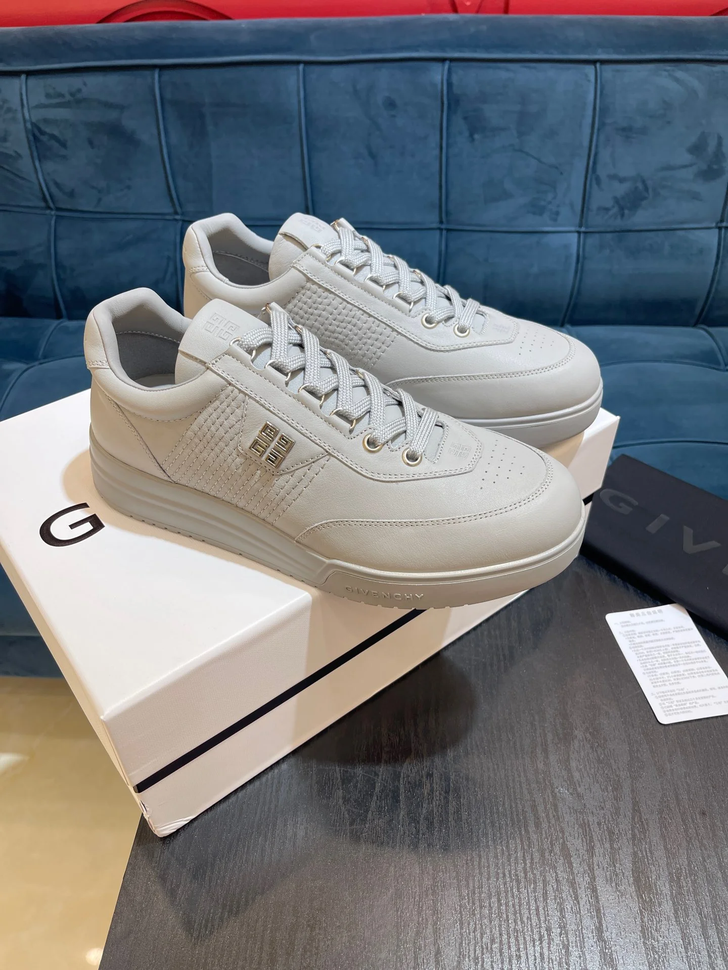 White, Black and Blue Shoes