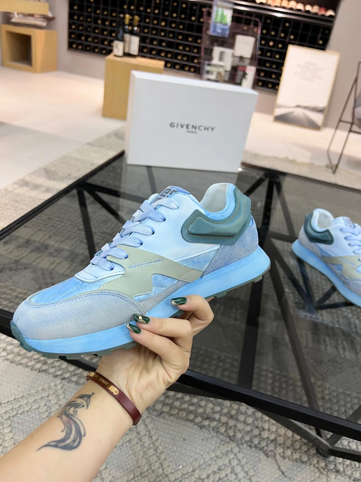 Orange, Light green, Yellow, White and Light Blue Shoes