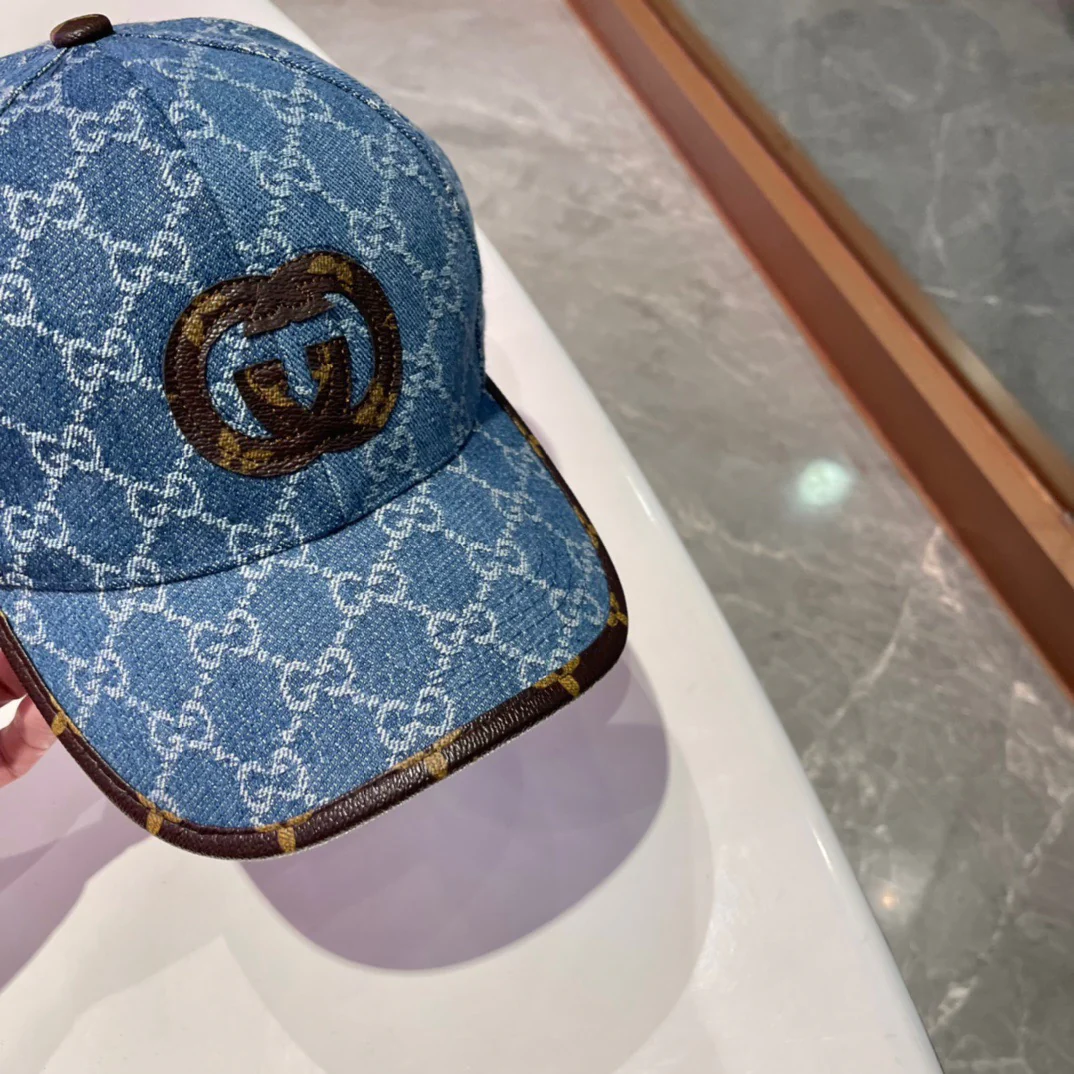 Brown, white, black and blue Caps