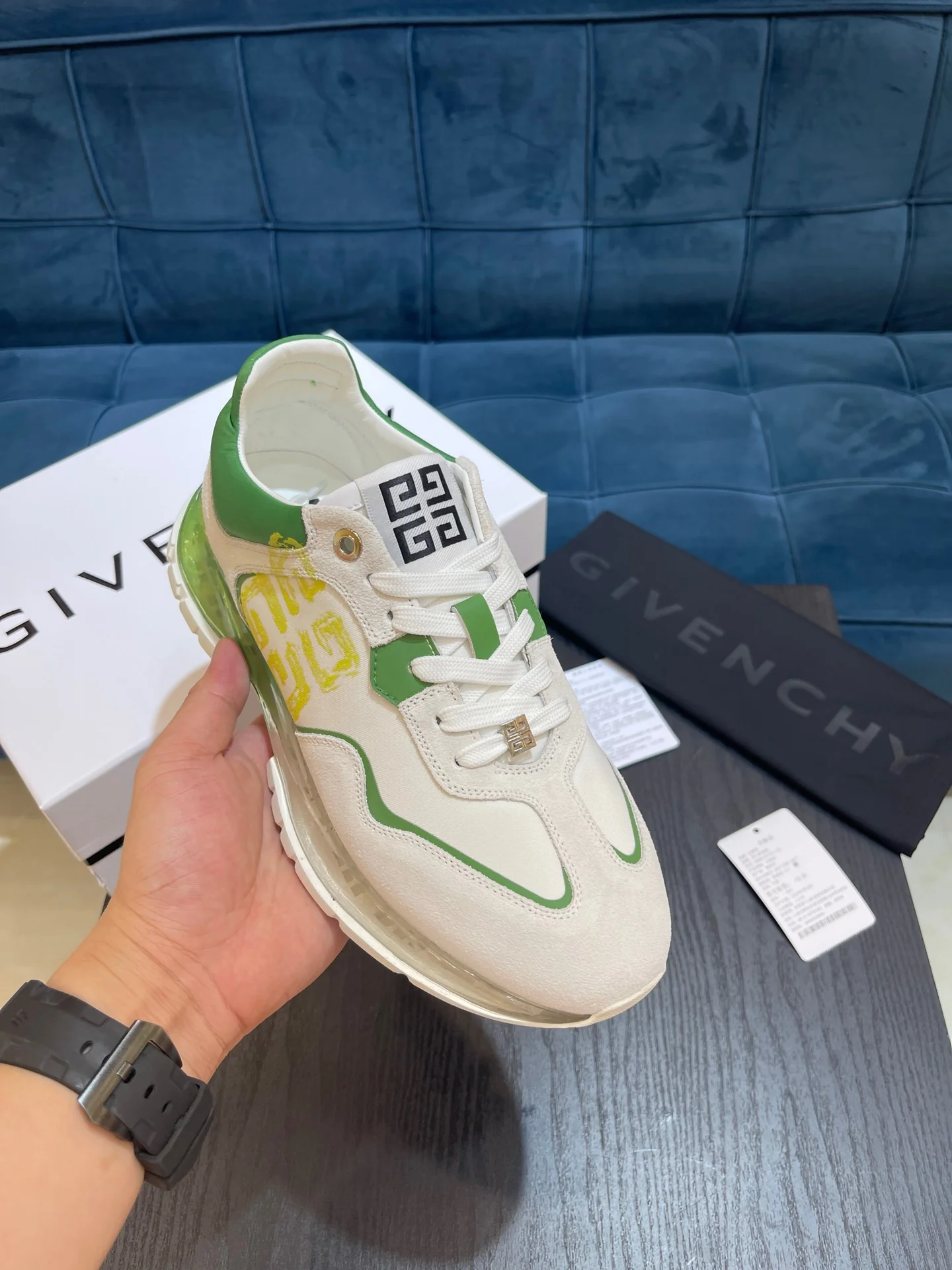 White yellow, White red, White black, White green and White blue Shoes