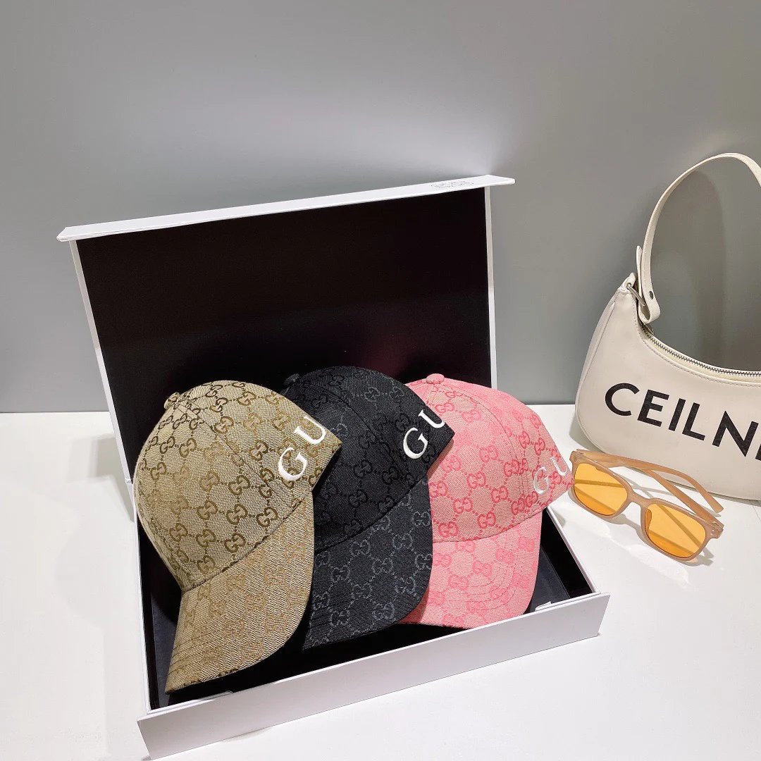 Pink, Brown and Black Caps