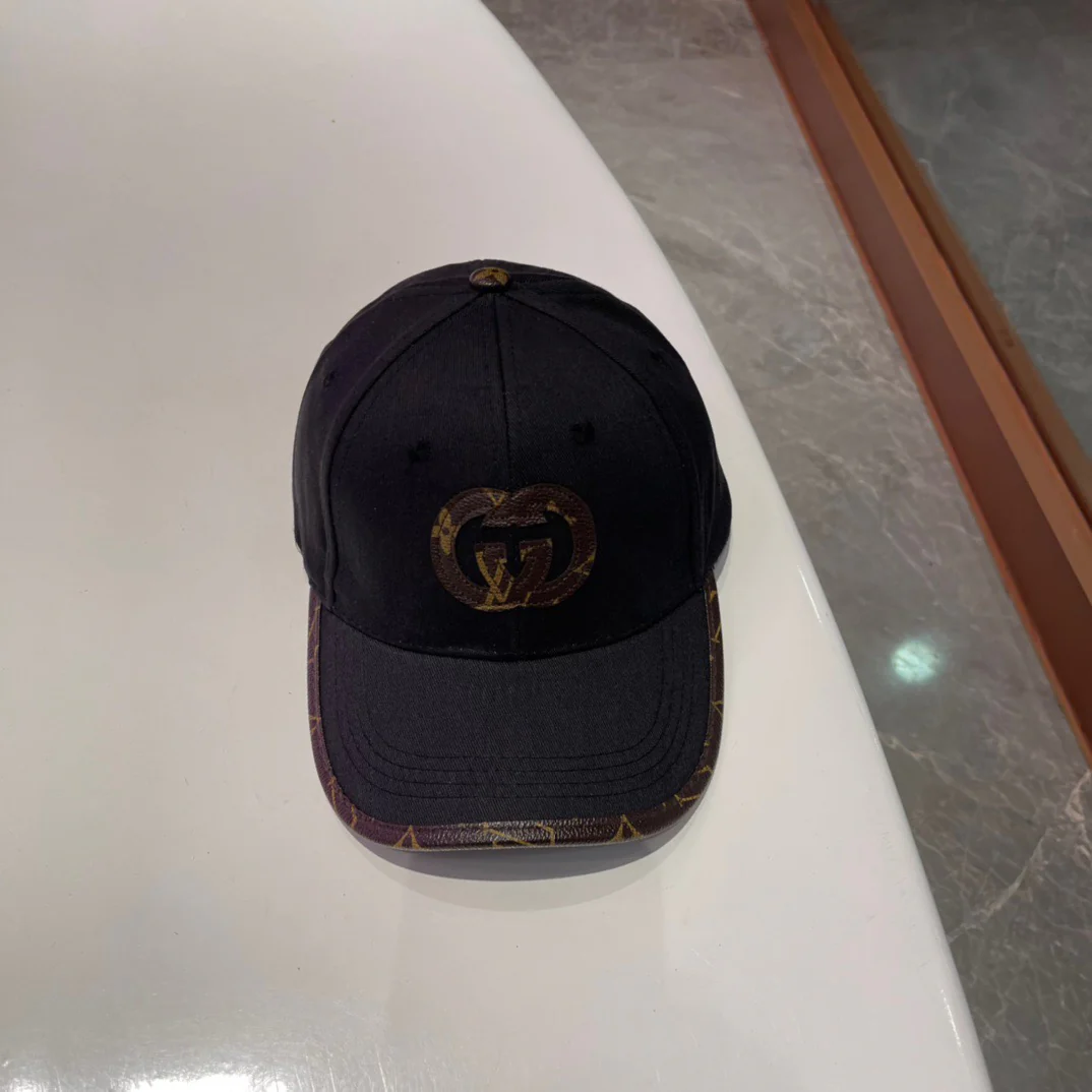 Brown, white, black and blue Caps