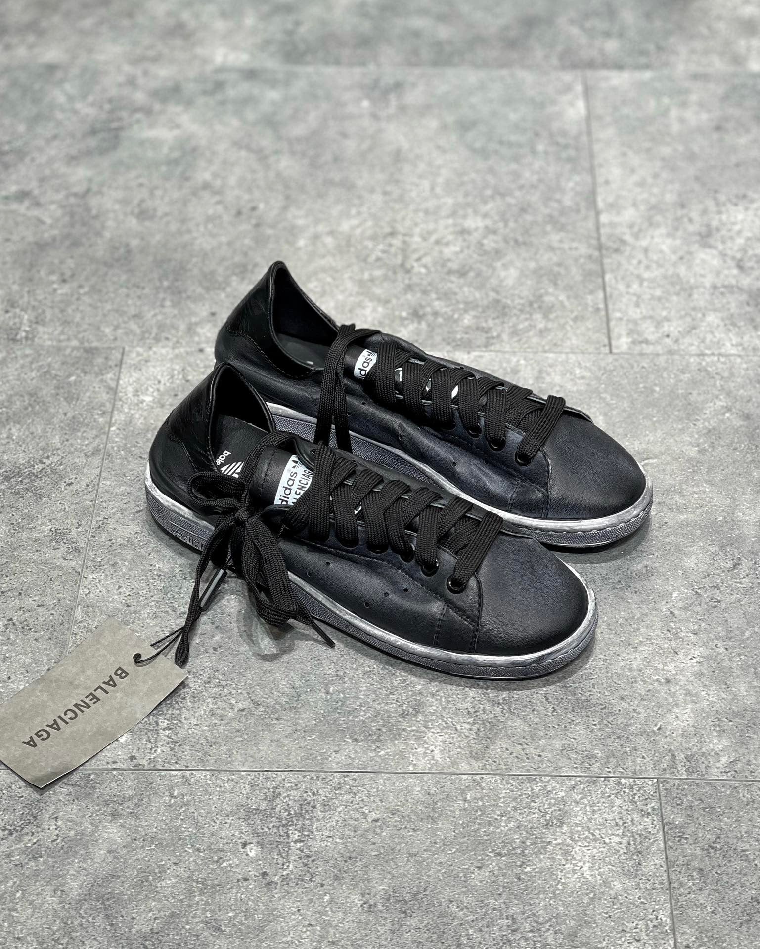 Black, White black and White green Shoes