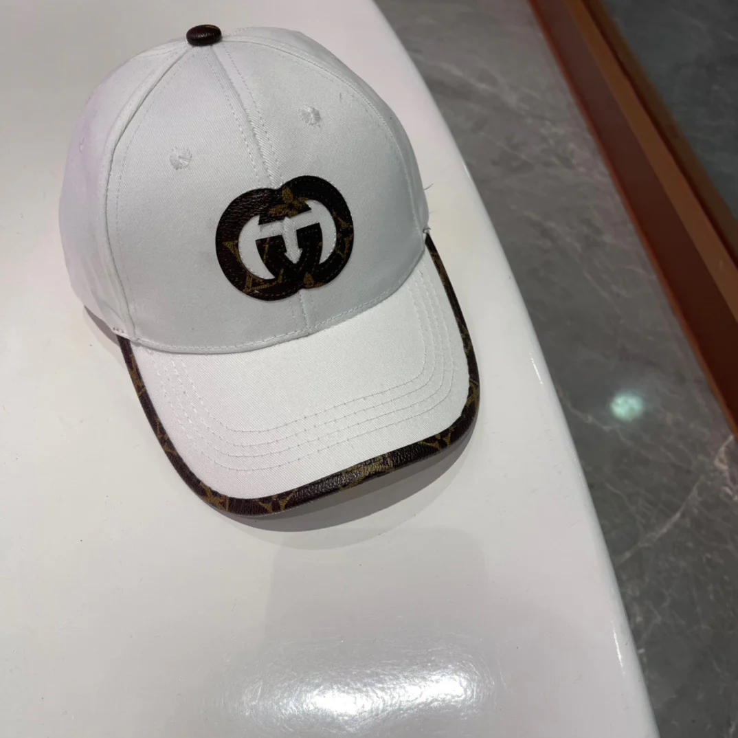 Brown, white, black and blue Caps