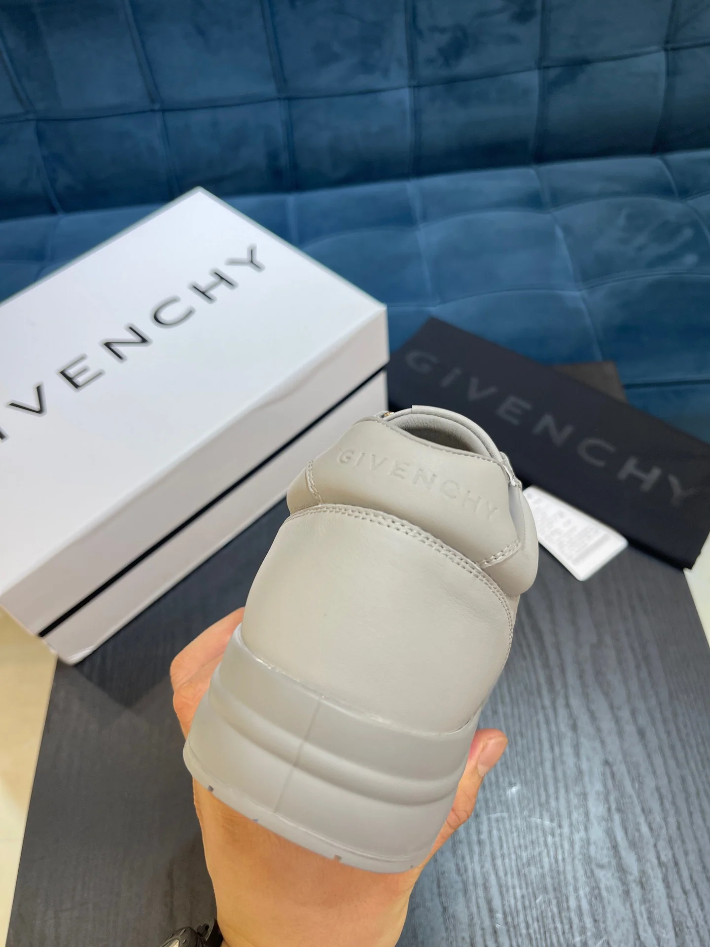 White, Black and Blue Shoes