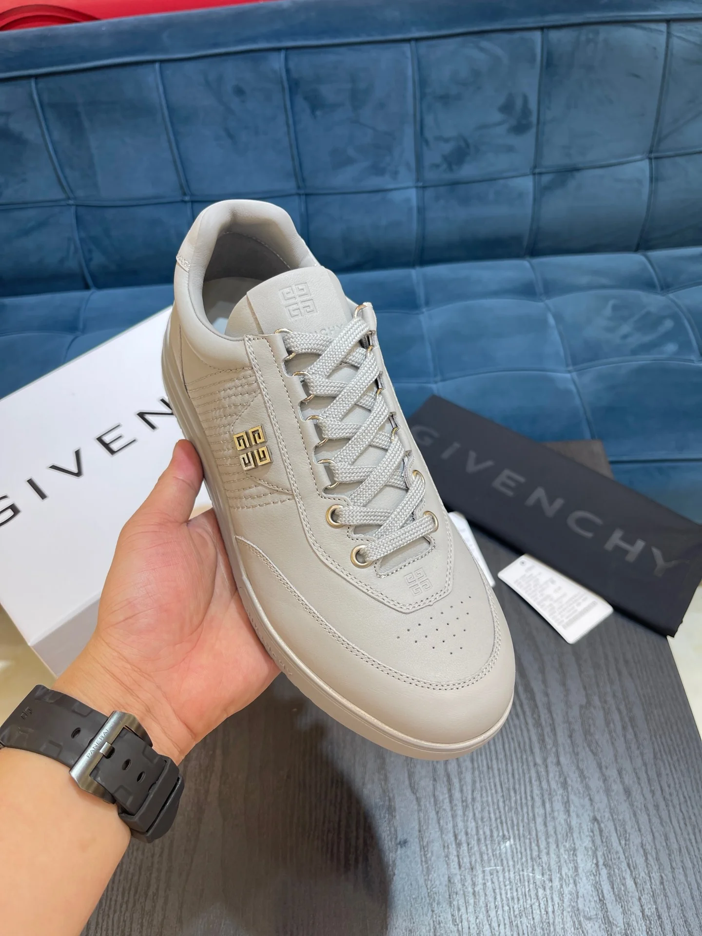 White, Black and Blue Shoes