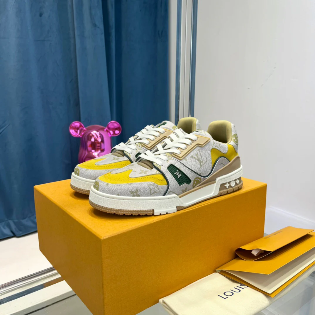 Blue green, Yellow white and Black white Shoes