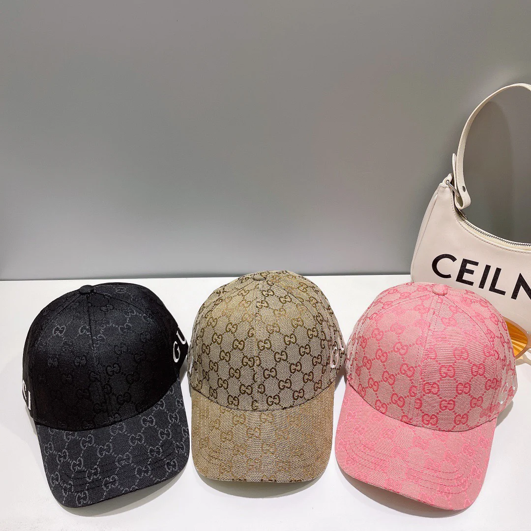 Pink, Brown and Black Caps