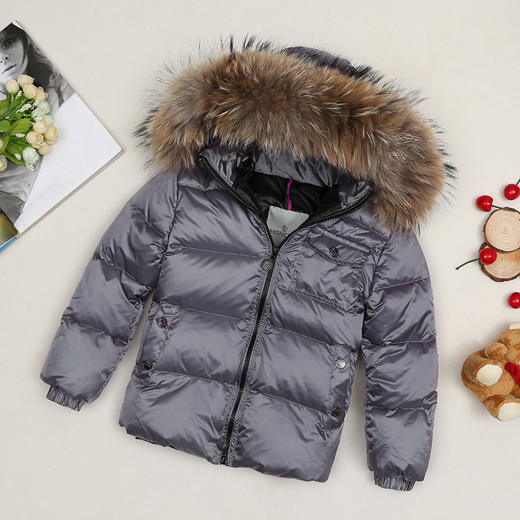 Winter jacket for kids with big fur 90% white duck down filler
