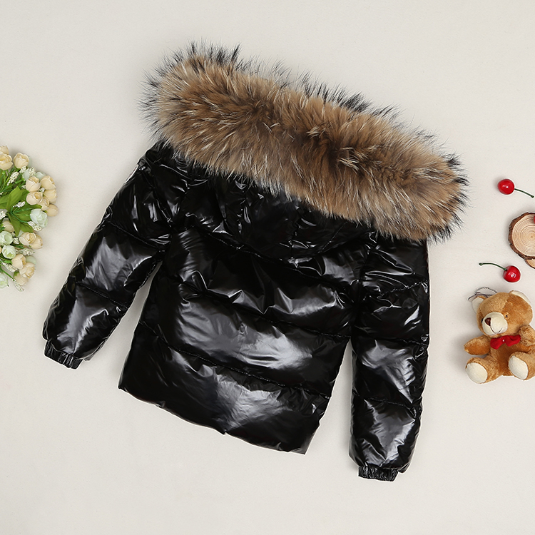 Winter jacket for kids with big fur 90% white duck down filler