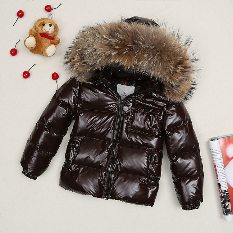 Winter jacket for kids with big fur 90% white duck down filler
