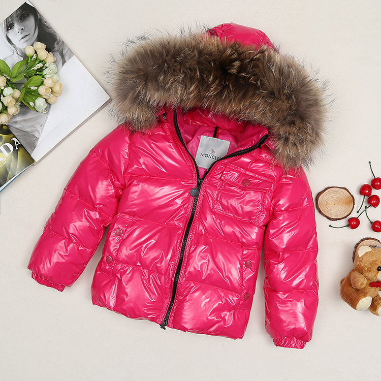 Winter jacket for kids with big fur 90% white duck down filler