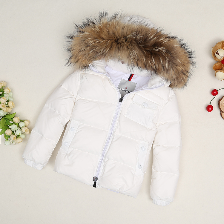 Winter jacket for kids with big fur 90% white duck down filler