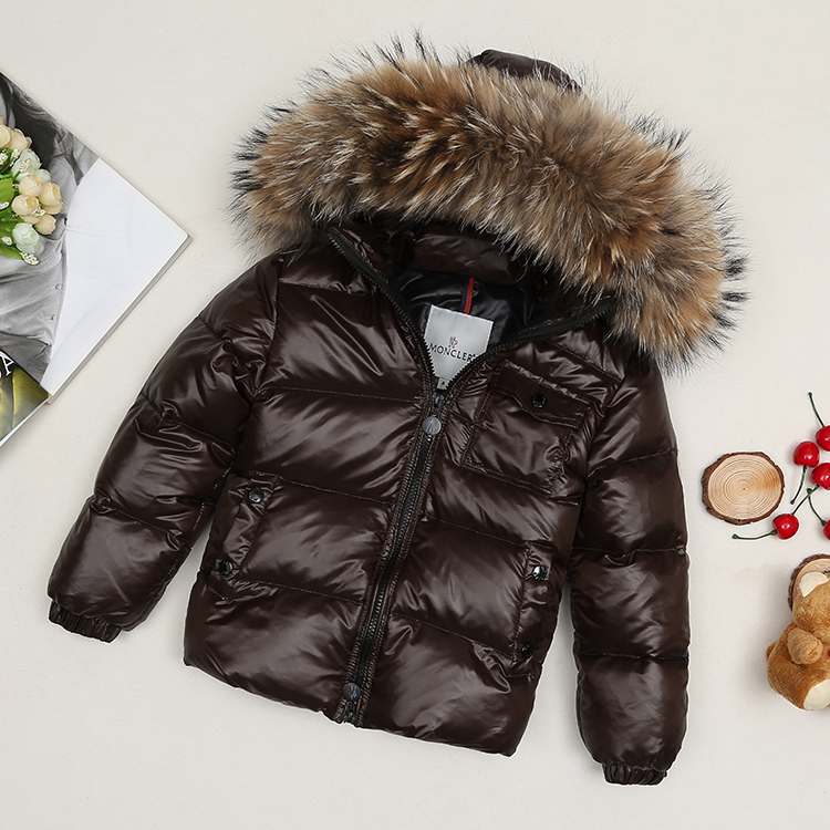 Winter jacket for kids with big fur 90% white duck down filler