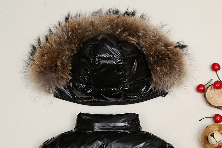 Winter jacket for kids with big fur 90% white duck down filler