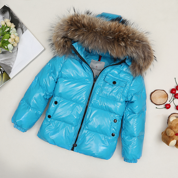 Winter jacket for kids with big fur 90% white duck down filler