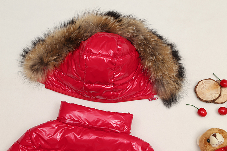 Winter jacket for kids with big fur 90% white duck down filler