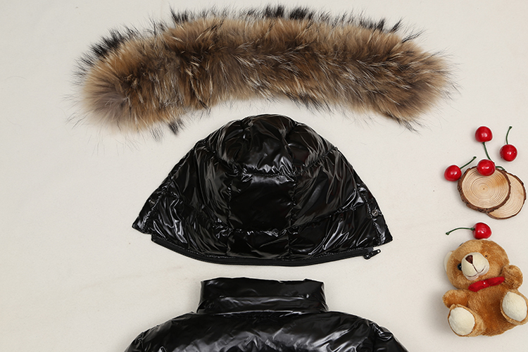 Winter jacket for kids with big fur 90% white duck down filler