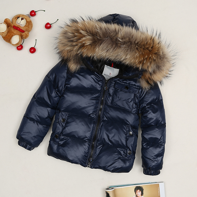 Winter jacket for kids with big fur 90% white duck down filler