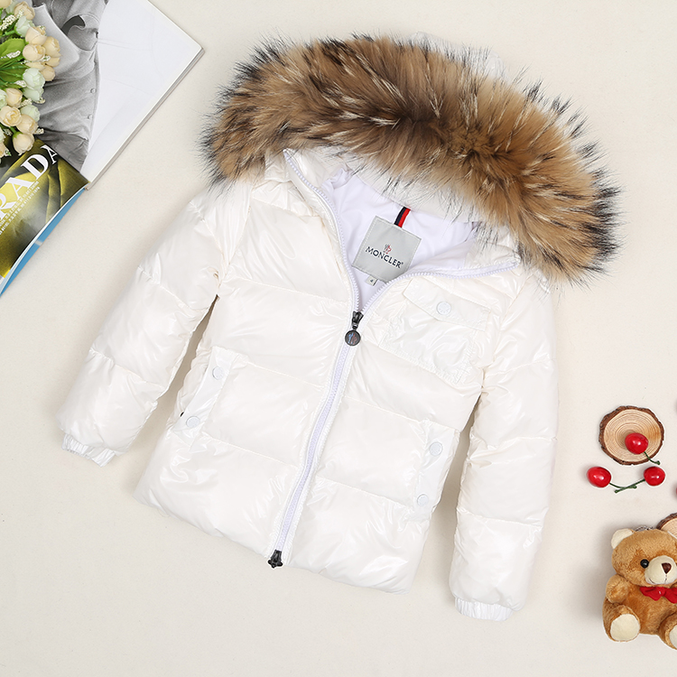 Winter jacket for kids with big fur 90% white duck down filler