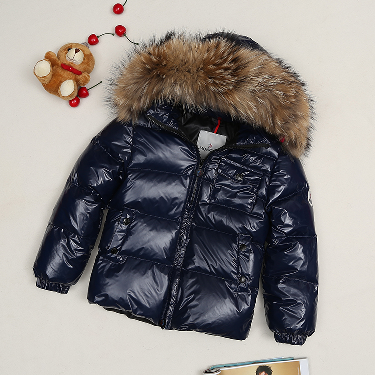 Winter jacket for kids with big fur 90% white duck down filler