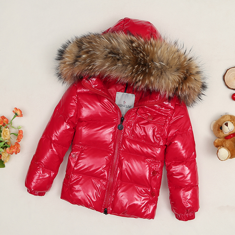 Winter jacket for kids with big fur 90% white duck down filler