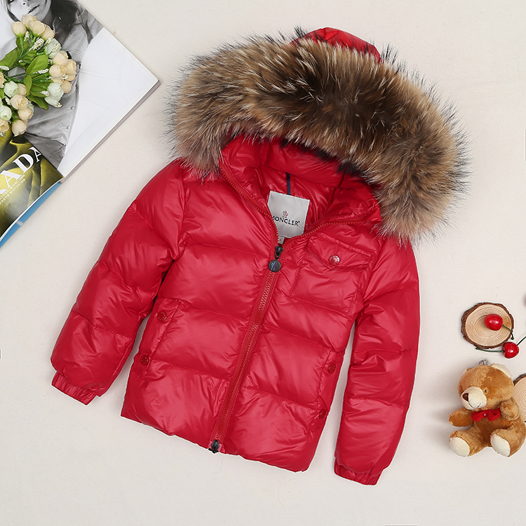 Winter jacket for kids with big fur 90% white duck down filler