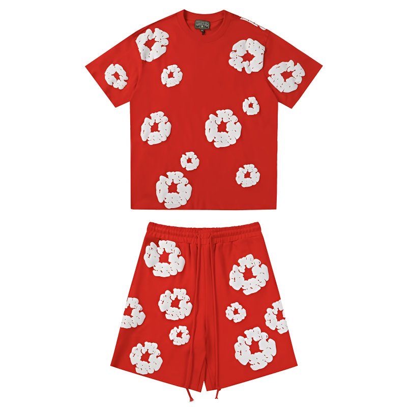 Summer printed short sleeved shorts casual sets pure cotton S-XL