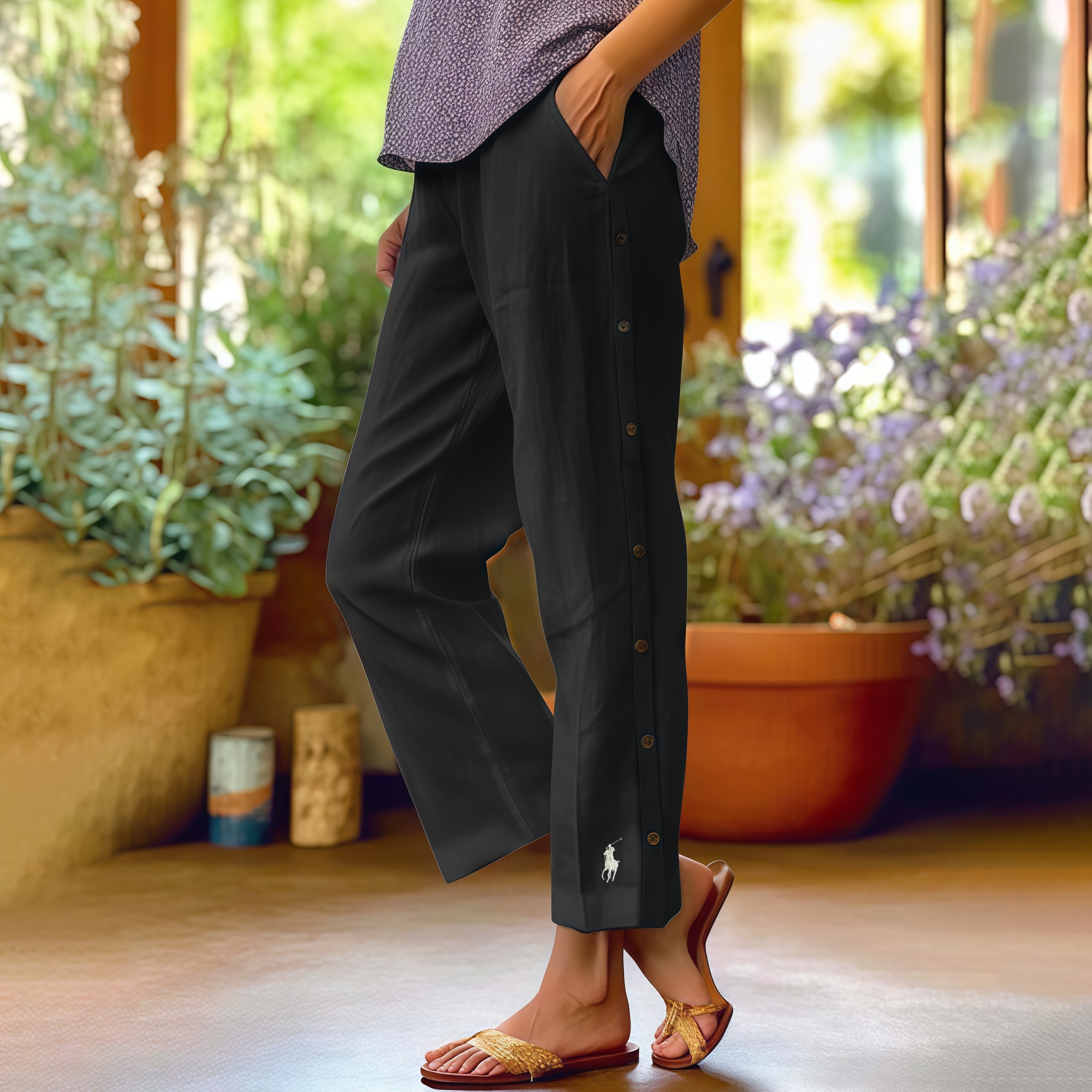 Women's Linen Beach Side-Buttoned Closure Pants (BUY 2 FREESHIPPING)