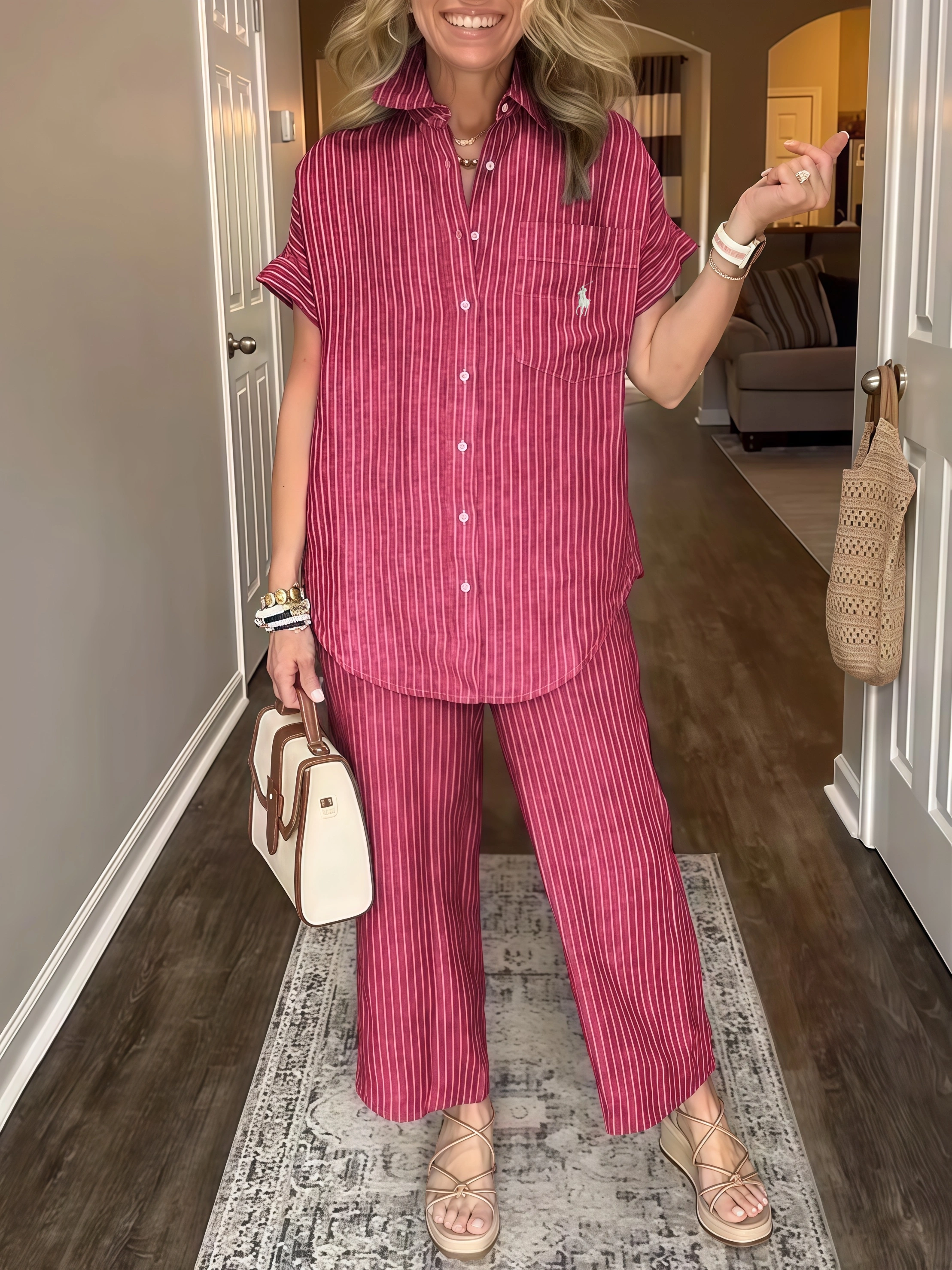 CLEARANCEš„Ralph Lauren Classic Striped Pocket Shirt Set (Buy 2 Freeshipping)