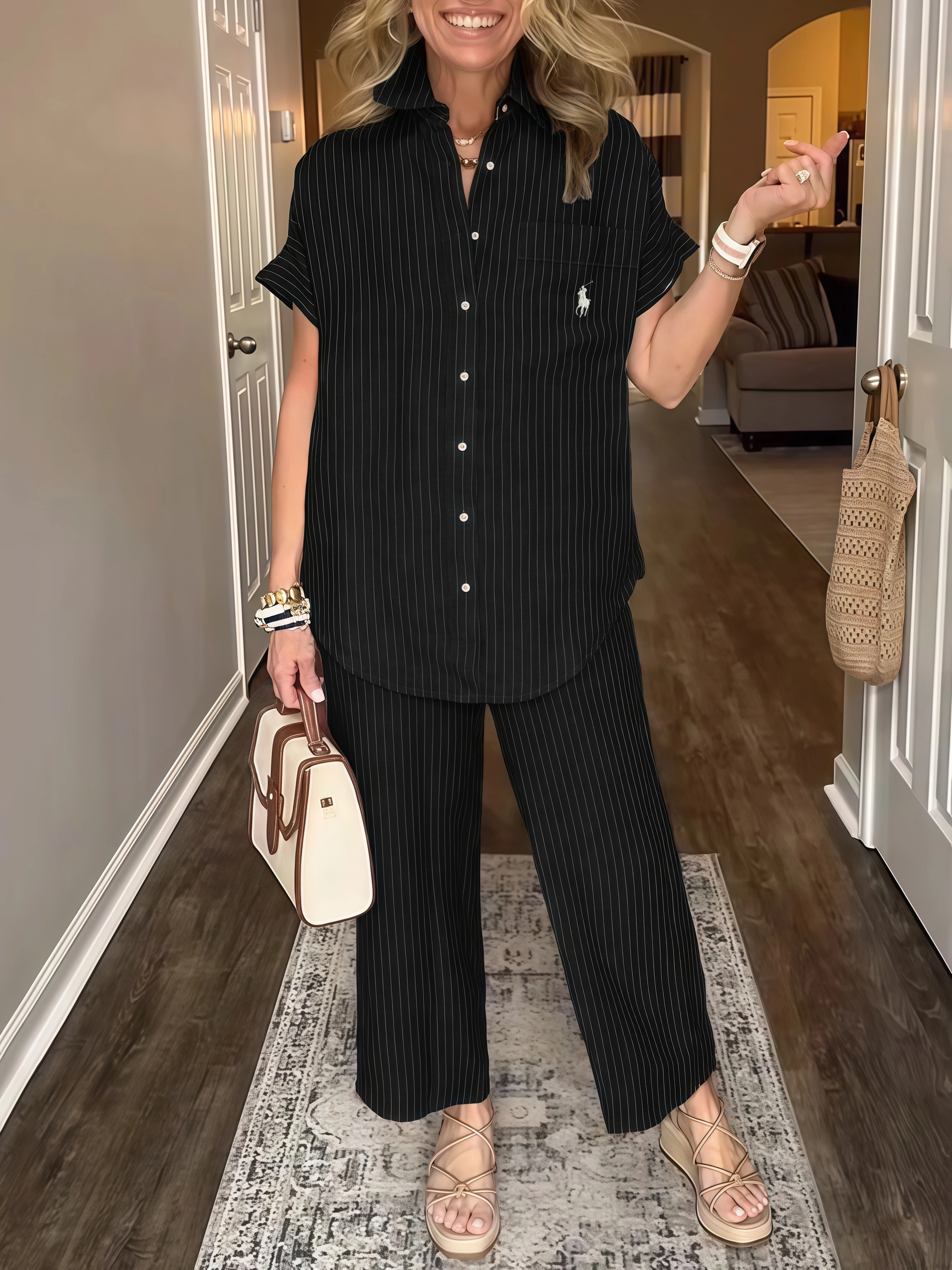 CLEARANCEš„Ralph Lauren Classic Striped Pocket Shirt Set (Buy 2 Freeshipping)